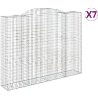 vidaXL Gabions avec arc surélevé 7 pcs. 300x50x220/240cm Fer galvanisé