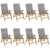 vidaXL Chaises de jardin avec coussins 8 pcs. Bois massif teck