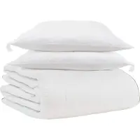 vidaXL Couverture d'hiver avec oreillers, 3 pièces, blanche, en duvet et plumes