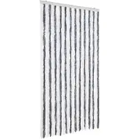 vidaXL Rideau anti-mouches gris et blanc 100x230 cm chenille