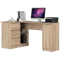 Akord Bureau d'angle B20 CLP Gauche en Chêne Sonoma avec 3 tiroirs et armoire