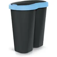 Prosperplast Corbeille à déchets Compacta R Duo bleu/noir capacité 40L un compartiment deux couvercles NDRF40-2717C_S411