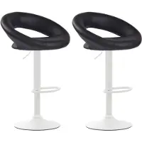 CLP 2 chaises de bar Olinda - similicuir, structure blanche - couleur noire