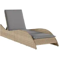 vidaXL Chaise longue avec support Beige 60x205x73 cm Poly rotin