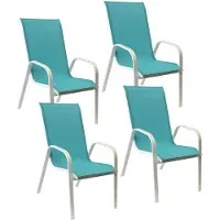 Happy Garden Lot de 4 chaises MARBELLA en textilène bleu - aluminium blanc