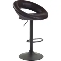CLP Tabouret de bar Olinda en similicuir, réglable en hauteur et pivotant, couleur marron, piètement noir