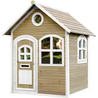 Axi Maison de jeu Julia en bois | Maison de jeu extérieure pour enfants pour le jardin en brun & blanc | Maison de jardin pour enfants avec fenêtres