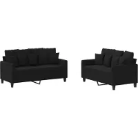 vidaXL Ensemble de canapés 2 pièces avec coussins Tissu noir