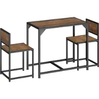 TecTake Ensemble MILTON Table + 2 Chaises Style Vintage - Bois foncé industriel, rustique