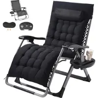 Vevor Fauteuil en apesanteur, chaise longue en apesanteur de 84 cm pour l'intérieur et l'extérieur, chaise réglable anti-gravité avec coussin, appui-tête, repose-pieds et porte-boisson, 227 kg, noir