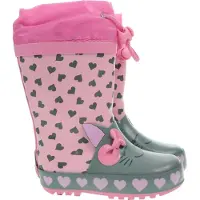 Playshoes Bottes en caoutchouc 'Katze' vert pastel / rose