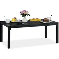 Relaxdays Table de jardin rectangulaire , aspect bois, table à manger, jardin, balcon, terrasse, dimensions : 39 x 98 x 48 cm, table de balcon, noire