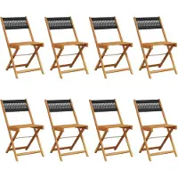 vidaXL Chaises de jardin 8 pcs. Pliable Noir Bois massif Acacia