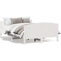 vidaXL Lit en pin massif sans matelas blanc 150x200 cm