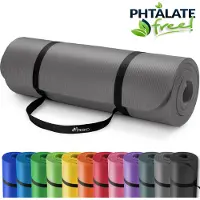 Tresko Tapis de Yoga Tapis de gymnastique Pilates 185x60x1,5cm Gris