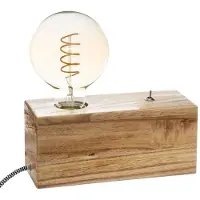 Atmosphera Lampe Avec Socle En Bois E27