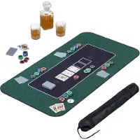 Relaxdays Tapis de poker 120 x 60 cm, Texas Hold'em, grand tapis de table de poker, antidérapant, polyester, accessoires de poker, vert