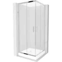 Mexen Rio Paroi de douche carrée 80 x 80 cm, motif strass, chrome + Receveur de douche Rio, blanc - 860-080-080-01-30-4510