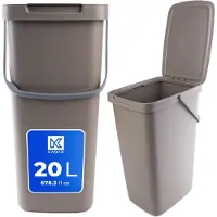 Kadax Poubelle avec couvercle et poignée, Poubelle en plastique, Poubelle pour le tri sélectif (Marron, 20L)