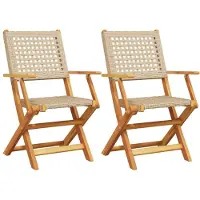 vidaXL Chaises de jardin 2 pcs. Beige Acacia massif et poly rotin