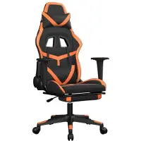vidaXL Fauteuil gaming avec fonction massage et repose-pieds, noir et orange, en similicuir