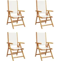 vidaXL Chaise de jardin Réglable 4 pcs. Blanc crème Tissu et bois massif
