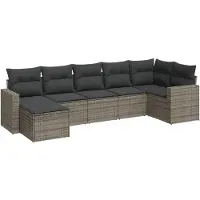 vidaXL Ensemble de salon de jardin 7 pièces avec coussins Gris Poly rotin