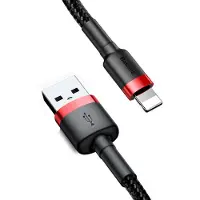 Baseus Câble USB Polyamide avec Lightning 2A, 1 m - Rouge/Noir