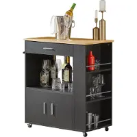 SoBuy FKW113-SCH Chariot de service Chariot de cuisine Chariot de cuisine îlot Chariot de cuisine micro-ondes Chariot de cuisine noir LHT env. : 82x88x46cm