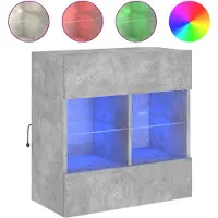 vidaXL Armoire TV murale avec lampes LED gris béton 58,5x30x60,5 cm