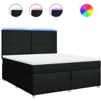 vidaXL Lit boxspring avec matelas noir 180x200 cm Tissu