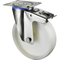 BS Rollen BS Roulettes Roulette pivotante A90 avec blocage total diamètre 100mm capacité de charge 120kg roue en plastique blanc plaque 95x80mm - H120.A90.100