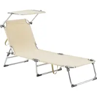 En.casa Chaise longue 'Legorreta' avec toit solaire réglable Structure en aluminium 189 x 57 x 28 cm Beige