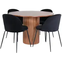Ebuy24 BiancaROWA ensemble table, table chêne plaqué et 4 Wrinkles chaises Velours noir.