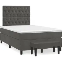 vidaXL Lit boxspring avec matelas gris foncé 120x190 cm velours