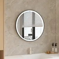 Quality Heating Miroir rond - Noir - 2835 LED, anti-buée, WLAN, 100cm