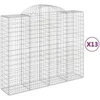 vidaXL Gabions avec arc surélevé 13pcs 200x50x160/180cm Fer galvanisé