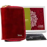 Peterson | Porte-clés et documents, en cuir naturel, pour femmes, rouge, 8x12 cm