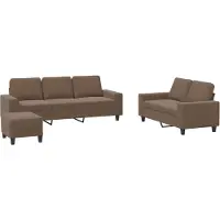 vidaXL Ensemble de canapés 3 pièces brun tissu