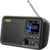 LEICKE radio portable DAB+ avec Bluetooth 5.0 |radio FM, écran couleur 2,4", 80 présélections, radio de cuisine avec adaptateur et batterie 4000mAh, MicroSD/TF.