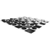 Ubergames - XL Damespeiel / Checkers - Jeu de société tactique - pions de 25 cm - PVC anti-UV - Sans fond - Classe et grandiose