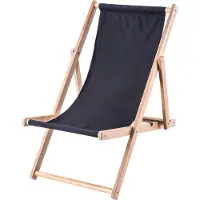Kadax Chaise longue "Tulon", Chaise de plage en bois, Bain de soleil jusqu'à 120kg, Noir