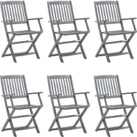 vidaXL Chaises de jardin pliantes 6 pièces avec coussin en bois massif d'acacia