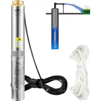 Vevor Pompe de puits profond 3,5 pouces 750W Pompe de puits 6300L/h Résistante au sable jusqu'à 5%
