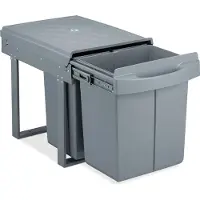 Relaxdays Poubelle encastrable à 3 compartiments, coulissante, poubelle de cuisine pour meuble bas, 20 l et 2 x 10 l, 41,3 x 34 x 51,8 cm, gris
