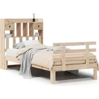 vidaXL Lit en bois massif avec étagère sans matelas 90x200 cm pin