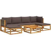 vidaXL Ensemble canapé de jardin 7 pièces avec coussins bois acacia & corde