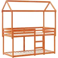 vidaXL Lit superposé avec toit brun cireux 90x190 cm pin massif