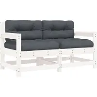 vidaXL Chaises de jardin avec coussins 2 pcs. Blanc Pin massif