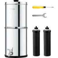 Vevor Système de filtration d'eau par gravité Système de plan de travail en acier inoxydable 4,4 + 5,5 L Système de filtration d'eau, réduit le plomb et jusqu'à 99 % de chlore